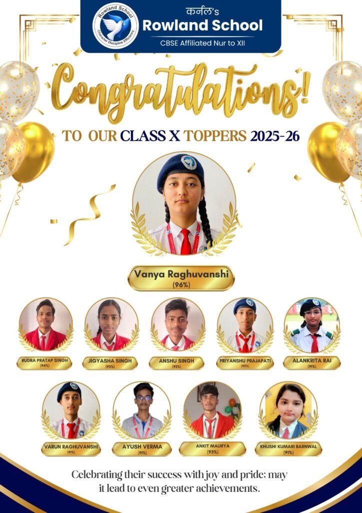 Rowland School Class X Toppers 2025–26: Excellence that Inspires